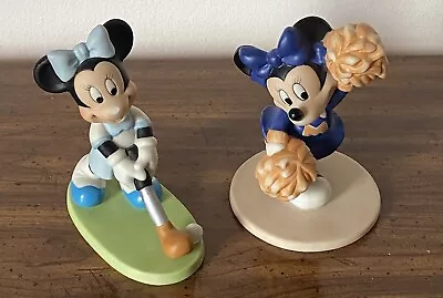 Disney Minnie Mouse Golfing & Minnie Mouse Cheerleader 4’’ Porcelain Figurines • $35