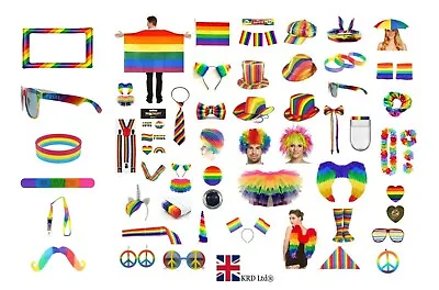 GAY PRIDE FANCY DRESS ACCESSORY Rainbow Hats Jewellery LGBT Parade Party LOT UK • £8.23