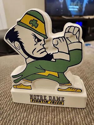 RARE  Vintage Notre Dame University Fighting Irish Mascot Porcelain Saving Bank • $99.99
