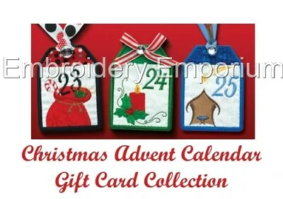 Christmas Advent Calendar Gift Cards Coll - Machine Embroidery Designs Usb 4x4 • £15.95