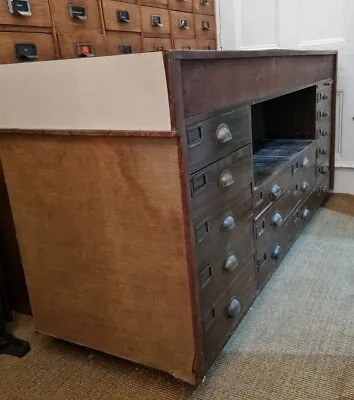 Haberdashery Table Drawers Solid Wood Drawers With Wood Brass Handles Workbench • £450