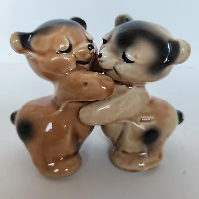 VTG VAN TELLINGEN Hugging Bear Cubs Salt & Pepper Shakers 2 Tone Browns Cute! • $12.55