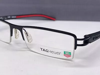 TAG Heuer Eyeglasses Frames Men Black Red Large XL Rectangular Half Rim Th 7623 • $560.10