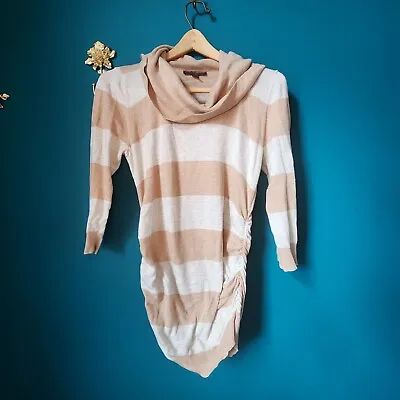 A Pea In The Pod Maternity Cowl Neck Brown  Striped Sweater - Medium • $16.99