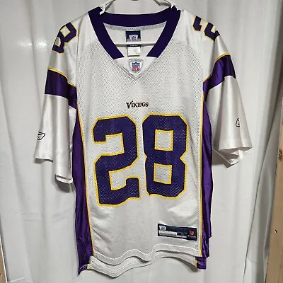 Reebok NFL Mens S Adrian Peterson #28 Minnesota Vikings White Football Jersey • $25