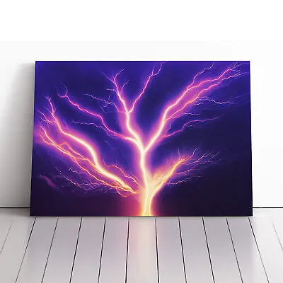 Graceful Lightning Bolt Canvas Wall Art Print Framed Picture Decor Living Room • £29.95