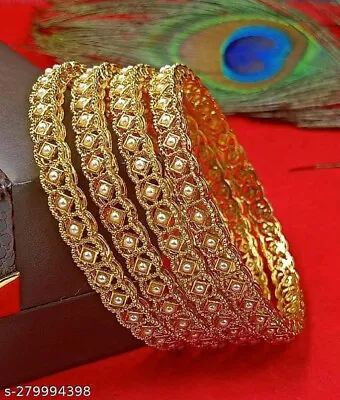 Indian Bollywood Gold Plated Women Bracelet Kundan Bangels Fashion Jewelry Set • $16.03