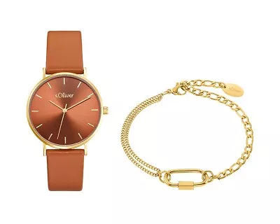 S.oliver Ladies Watch Wristwatch Leather - Set With Bracelet 2034690 • $166.65