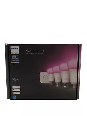 Philips Hue White And Color Ambiance A19 Bluetooth 75W Smart LED(4-Pack)w/Bridge • $120