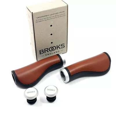 Brooks Ergonomic Leather Bicycle Handlebar Grips 130mm Honey Brown • $59.86