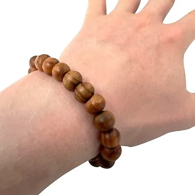 Round Wooden Beaded Bracelet Wristband Bangle Mens Womens Handmade Wood Jewelry • £3.99