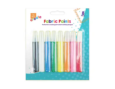 8 Fabric Paint Pens Permanent T-Shirt Textile Clothes Design Water Resistant • £2.89