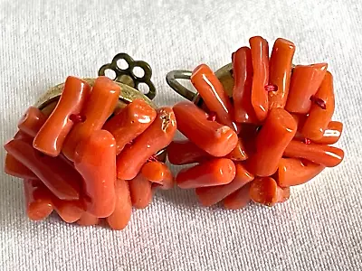 Vintage Branch Coral Screw Earrings 1950's Italy - Free Ship • $47.50