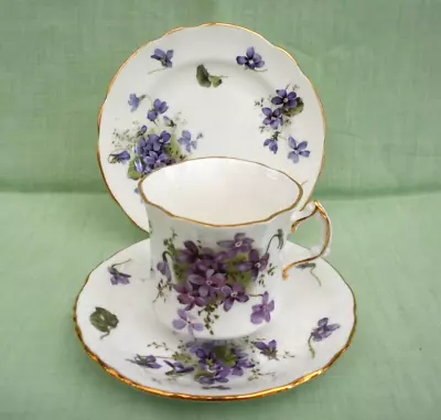 Hammersley Victorian Violets Bone China Tea Trio - Cup Saucer & Side Plate • £12.99