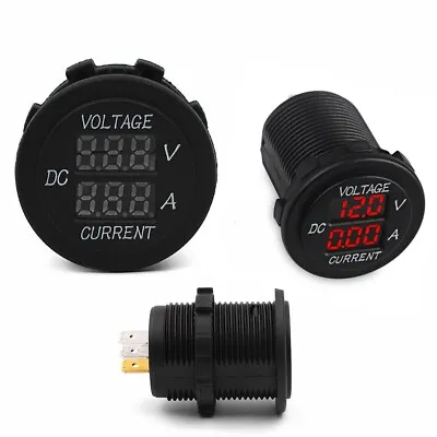 Motorcycle 12-24V Dual Red LED Digital Voltmeter Ammeter Amp Volt Meter Guage DH • $8.99