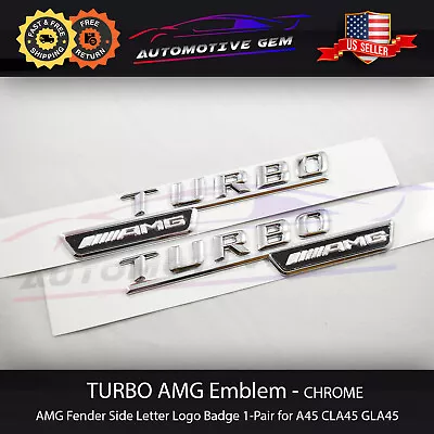 TURBO AMG Emblem Side Fender Chrome OEM Badge Logo Sticker Mercedes CLA45 GLA45 • $23.99