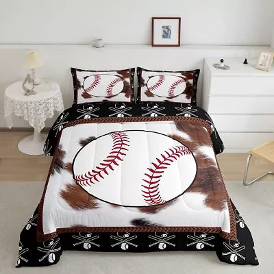 Cowhide Baseball Comforter Set Baseball Gaming Comforter For Kids Boys Girls ... • $37.84