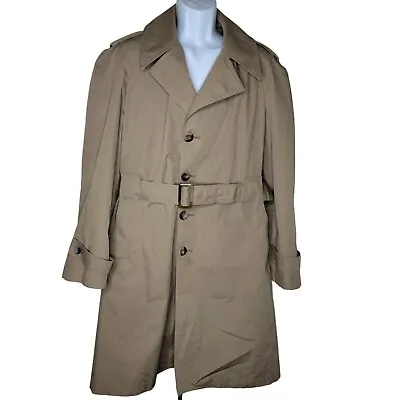 Vintage Trench Coat Size 42R Taupe Brown Removable Lining Belted • $49.99