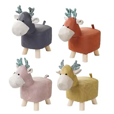 Footrest Ottoman Animal Footstool Shoes Changing Chair Wood Cute Deer Bench Sofa • £36.42