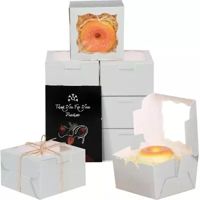 Deep Gray Bakery Boxes With Window 55pcs 4x4x2.5 Mini Cookie Boxes Macaron Bo... • $26.83