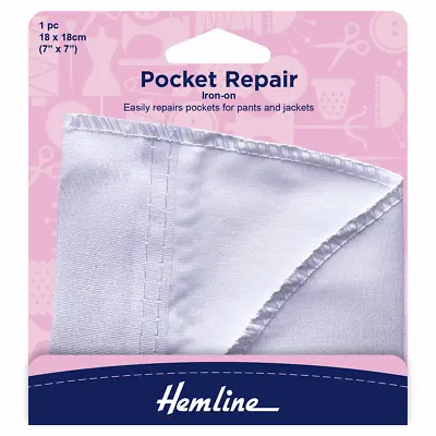 £4.54 • Buy Hemline Iron-On Pocket Repair For Pants Jacket Trouser Size - White H875