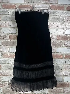 Vintage Kay Unger New York Dress Strapless Black Velvet And Lace Size 2 • £28.50