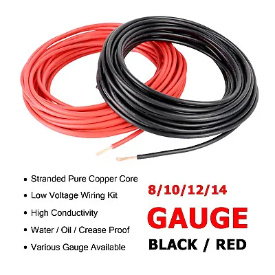 Black & Red Power Cable - 8 10 12 14 16 GA GAUGE Copper Primary Wire Harness Lot • $21.84