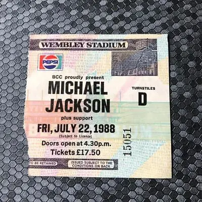 Michael Jackson Ticket Wembley Stadium 22/07/88 Bad Tour  #15051 • £16