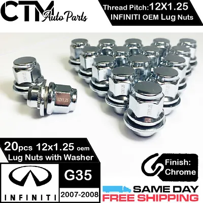 20pc 12x1.25 Infiniti Factory Oem Chrome Lug Nuts For Infiniti G35 2007-2008 • $21.99