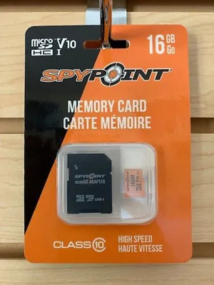 $16.99 • Buy New Spypoint Game Camera Micro SD Card 16GB High Speed Class 10