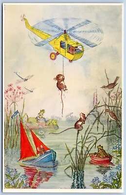 Postcard The Rescue Mice Helicopter Sailboat Artist Molly Brett Medici P7Q • $6.99