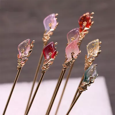 Vintage Chinese Style Hair Stick Women Metal Glaze Hair Fork Hairpin Hair AG ZSY • £5.23