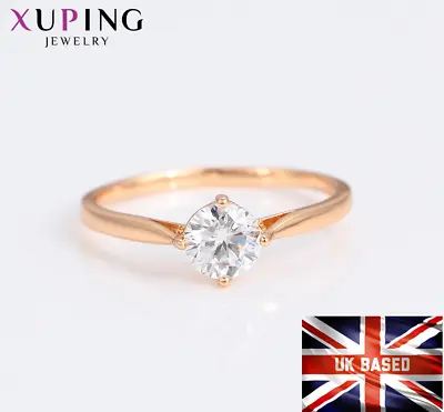 £3.99 • Buy Ring Diamond Simulated 18K Gold Plated Fashion Engagement Free Gift Bag UK