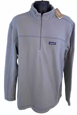 Patagonia Sweater Mens Size XL Gray Micro D Fleece 1/4 Zip Pullover Sleeve Logo • $44.75