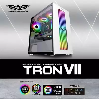 PC Case Armaggeddon Tron VII Tempered Glass MATX Gaming Case White • $99.95