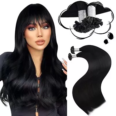 Moresoo Utip Hair Extensions Human Hair Black Keratin Bond Hair Extensions 20... • $66.27