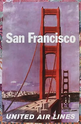 1960's United Airlines San Francisco Travel Poster Stan Galli • $29