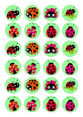 24 Ladybug Ladybird Iced Icing Fondant 4cm Cupcake Toppers Cake Edible • £4.50