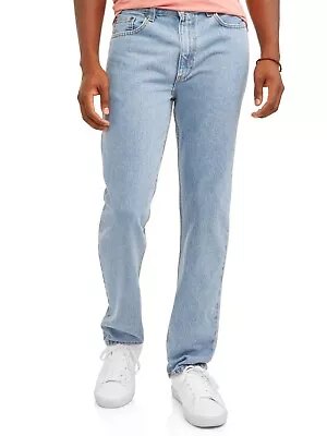 Men Regular Jeans Classic Fit Denim Straight Men's 5 Pocket Tall Big Pants Blue • $18.99