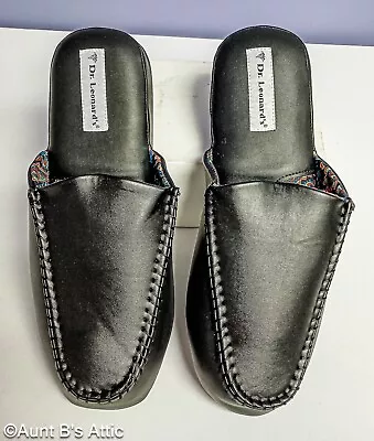 Slippers Men's Dr. Leonard's Black Vinyl Slip-On Casual Slipper • $12