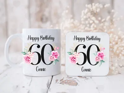 Personalised Birthday 21st 50th 60th 70th 80th Mug Cup & Coaster Gift Present • £11.99