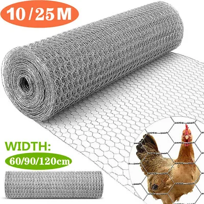 Galvanised Chicken Wire Mesh Netting Rabbit Cage Aviary Fence Plant Net 10M 25M • £24.39