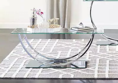 Contemporary U-Shaped Glass Top Coffee Table In Chrome • $210.32