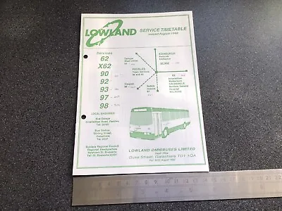 £5 • Buy Lowland Scottish Bus Group Timetable Route 62 X62 90 92 93 97 98 August 1992