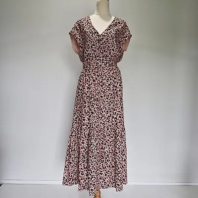 Witchery Multicolour Animal Print Linen Blend Bow Detail Maxi Dress Size 10 • $79