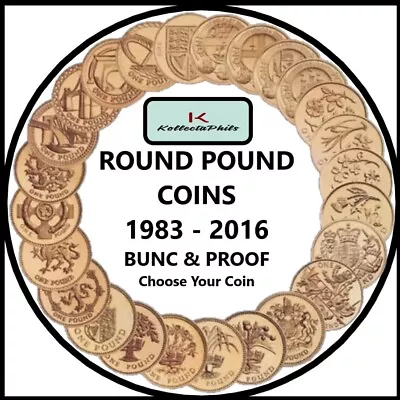 £1 One Pound Coin BUNC And PROOF 1983 To 2016 Uncirculated Round Pound From Sets • £38.75