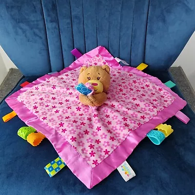 Genuine Taggies Pink Teddy Bear Baby Comforter Blanket Soft Toy Teether • £15.49