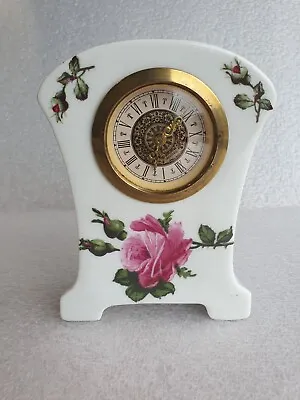 Vintage Mercedes West Germany Porcelain Mantle Clock With Roses Detail • $17.43