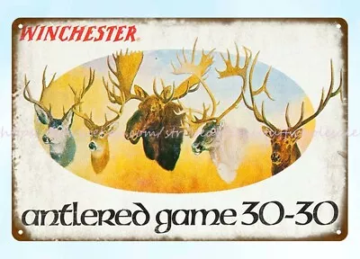 Tin Plaque House Accessories Winchester Ammo Antlered Game Metal Tin Sign • $18.89