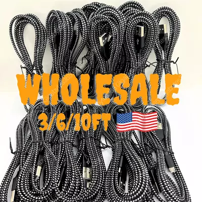 Wholesale Braided Micro USB Fast Charging Data SYNC Charger Cable Cord 3/6/10FT • $7.52